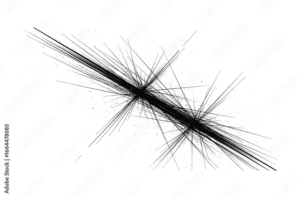 Poster abstract design featuring dense, diagonal lines radiating from the center point. minimalist and mode