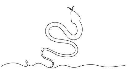 Snake outline self drawing animation. Animated line on white background, Deadly black mamba mascot concept for dangerous snake lover icon. Full length single line animation, Continuous line self draw.