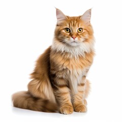 Obraz premium Majestic Maine Coon Cat Portrait A Stunning Feline Isolated on White Background for Creative Use