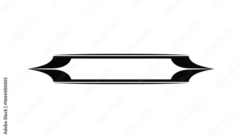Poster black decorative frame banner with a pointed design, a retro-style label shape. isolated vector grap