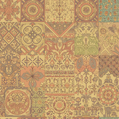 Seamless Pattern, Ornate vintage tile pattern background with decorative elements and symmetrical design Stock royalty free