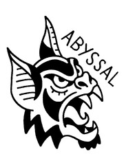 Vintage style illustration of a screaming abyssal creature head