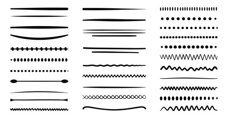 Fototapeta premium A diverse set of black decorative elements, including lines and dividers for design, Vector Illustration.