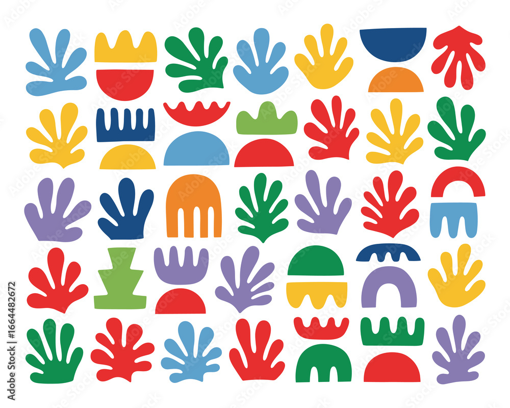 Aufkleber abstract matisse style pattern with vibrant colorful shapes. a playful and modern vector design.