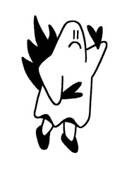 Obraz premium Sad ghost with angel wings and a broken heart