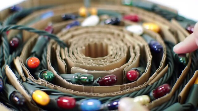 Rolled Christmas Lights in Cardboard