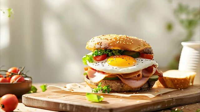 breakfast sandwich banner mockup 4K Videos