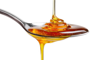 Pouring honey on a spoon food kitchen view, isolated on transparent background, png