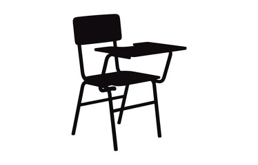 WebIllustration of a black school desk chair, showcasing its design and functionality for educational or office settings, perfect for studying and learning environments