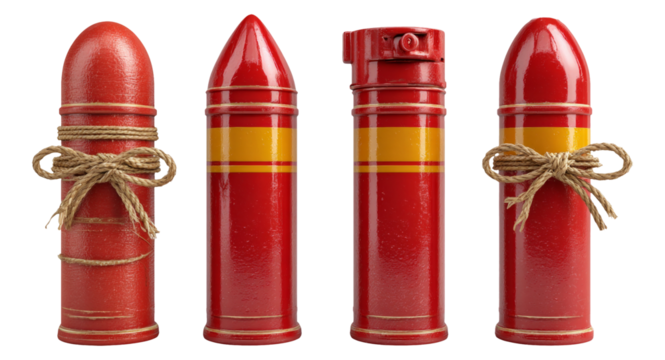 Isolated Red Objects with Rope on Transparent Background