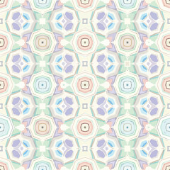 Fototapeta premium Seamless Pattern, Pastel pattern kaleidoscope design with geometric shapes and soft colors Stock royalty free