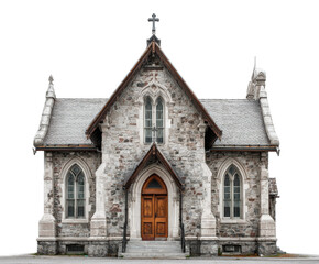 Historic stone church exterior urban area architectural, isolated on transparent background, png