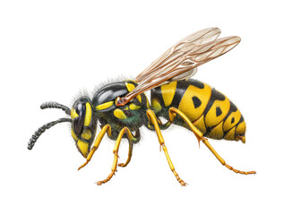 Action of a yellow wasp nature wildlife, isolated on transparent background, png