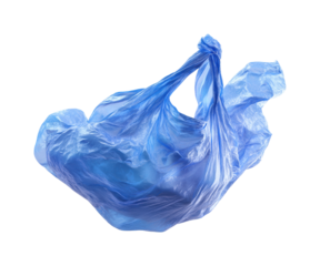 Discarded plastic bag floating in air urban area clear sky, isolated on transparent background, png