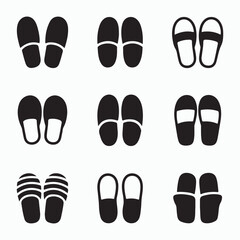 Fototapeta premium Collection of solid slipper icons isolated on white background