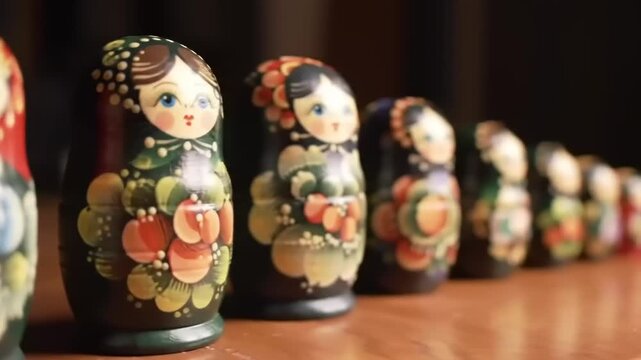 Russian nesting dolls in a row