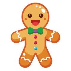 Obraz premium A cozy gingerbread man cookie with icing decorations, a festive and sweet treat for the holiday season and christmas.