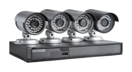 Surveillance camera installation security equipment modern angle, isolated on transparent background, png