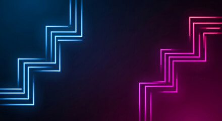 Abstract neon zigzag lines on dark background