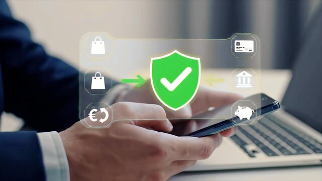 Secure Mobile Banking and Online Payment Protection Digital Financial Transactions with Cyber Security on Smartphone App Safe E-commerce and Data Privacy 