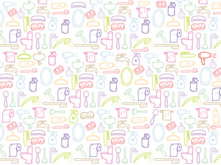 Background or pattern with Bathroom theme. With doodle style. For layout, website, graphic design.	
