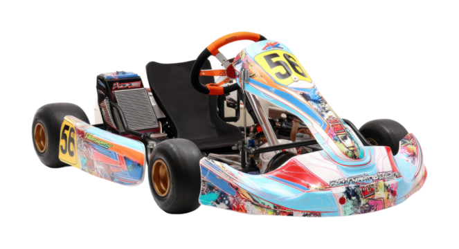 Go-kart racing event for enthusiasts track action sports, isolated on transparent background, png