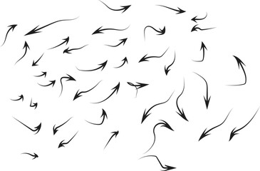  random black arrows vector illustration of a black and white background