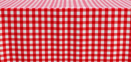 Classic red and white gingham tablecloth Seamless pattern, textured fabric, dinner, tablecloth