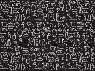 Background or pattern with Bathroom theme. With doodle style. For layout, website, graphic design.	