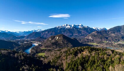Naklejka premium Mountain Range View from Hilltop