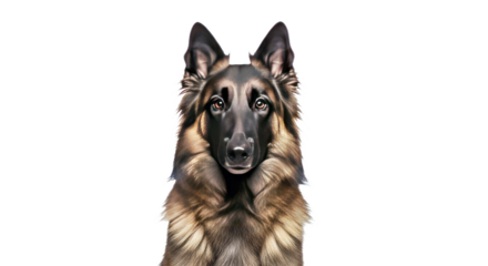 Adorable Belgian Shepherd on white: loyal working dog with a thick coat.