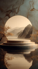 Gilded elegant traditional Chinese ancient style product podium.