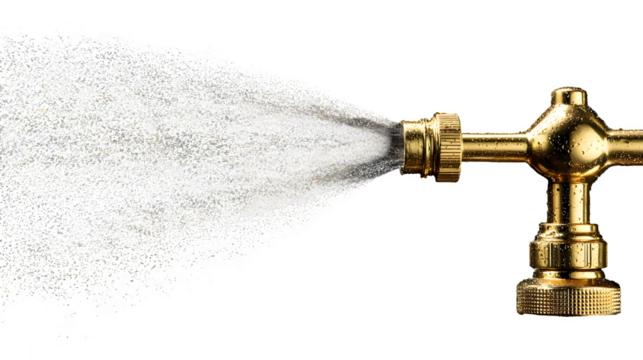 Golden Sprinkler Spray, isolated on transparent background