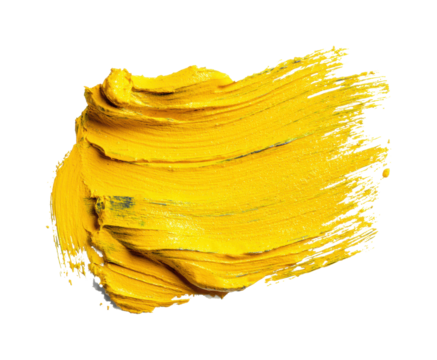 Action yellow brush stroke abstract viewpoint, isolated on transparent background, png