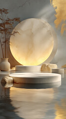 Gilded elegant traditional Chinese ancient style product podium.