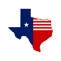 Patriotic Texas State Map with American Flag