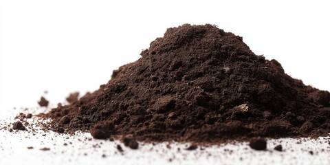 The Coffee Grounds Pile on White Background for Culinary or Gardening Use