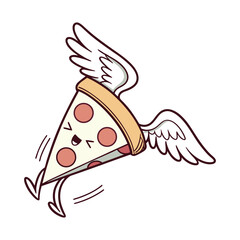 Cute Flying Pizza Slice with Wings