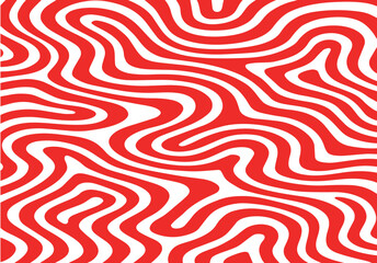 Abstract red and white wavy lines pattern vibrant organic flowing design