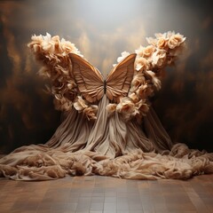 Artistic creation fabric butterfly and flowers art display on floor