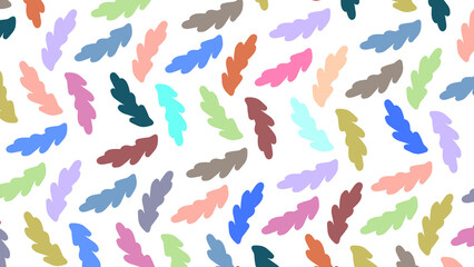 Colorful Leaf Pattern on White, Pastel Backdrop: Seamless Floral Design for Textile, Wallpaper, Digital Paper, Fabric, Backgrounds, Scrapbooking, Nature, Spring