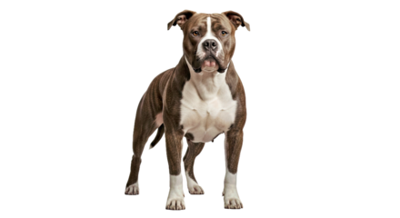 American Bulldog isolated on white: strong domestic dog breed.