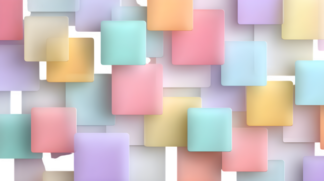 Pastel geometric blocks, isolated on transparent background