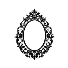 Ornate picture frames in a detailed black and white baroque style for elegant decoration vector icon.
