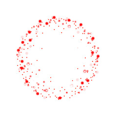 red glowing sparkle circle frame with shining star light effect on transparent background. Luxury glitter ring, festive decoration, and shining particles for Christmas, wedding, party.