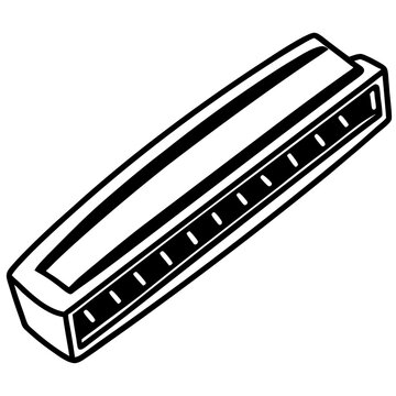 black and white harmonica drawing clip art preview