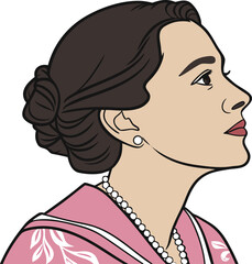 Elegant Beautiful Woman Illustration. Stylish Female Portrait Artwork. Young Woman Fashion Art Design. Beautiful Girl Face Drawing. Modern Woman Beauty Illustration. Feminine Woman Portrait Artwork