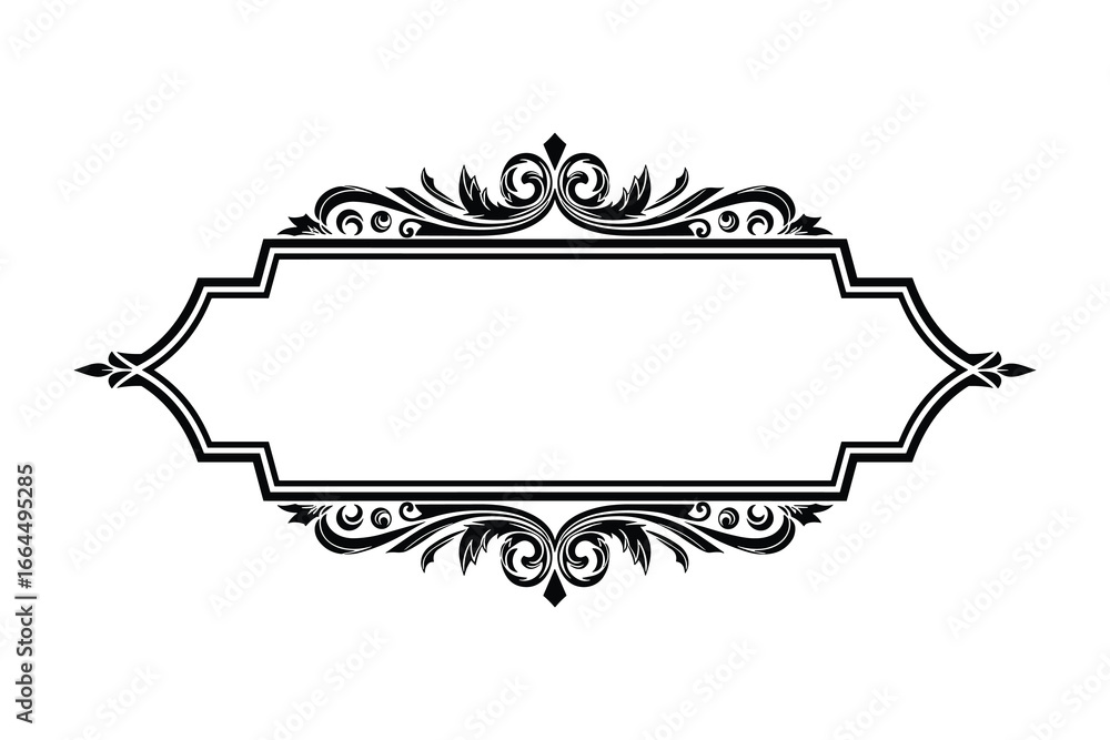 Poster decorative black frame with intricate floral patterns. elegant and detailed vector graphic for desig