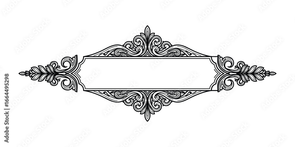 Poster decorative frame with intricate scrollwork. black ornate border, isolated on white. elegant vector d