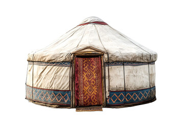 Traditional yurt dwelling, nomadic lifestyle structure, isolated on transparent background